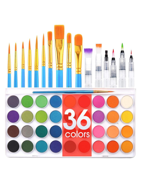 Set de Pintura Acuarela AROIC 36 Colores con 16 Pinceles