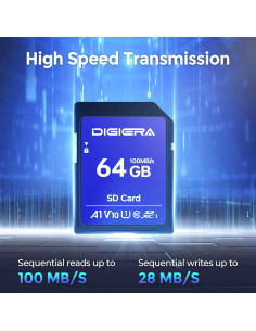 Tarjeta de Memoria SDXC 64GB DIGIERA CS100 - 100MB/s C10 U1 2