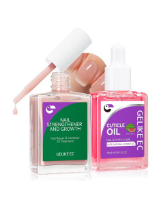 Kit Profesional de Cuidado de Uñas Gelike EC - Endurecedor Nude y Aceite de Cutícula 15ml