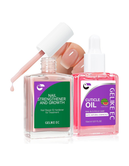 Kit Profesional de Cuidado de Uñas Gelike EC - Endurecedor Nude y Aceite de Cutícula 15ml