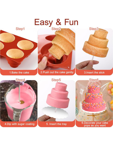 Kit de Molde para Cake Pop Juome 6 Cavidades Silicona