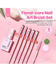 Juego de Pinceles para Uñas Beetles con Gel Rosa 8ml - 6 Pcs 2