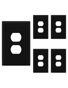 Placa de Pared Doble Jumbo ENERLITES 13.97x8.89cm Negro 5 Pzas