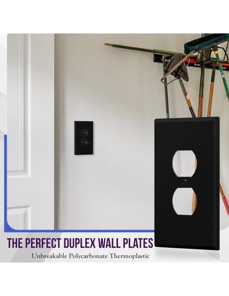 Placa de Pared Doble Jumbo ENERLITES 13.97x8.89cm Negro 5 Pzas