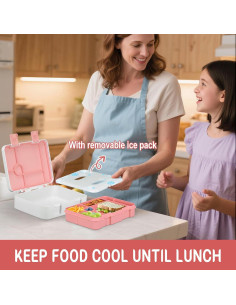 Caja de Almuerzo BEAQUEE Rosa Sirena 5.5 Tazas 6 Compartimentos 2