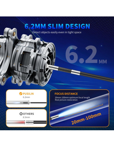 Cámara Borescopio Articulada PUSILIN 1080P 3.2FT con Luz LED