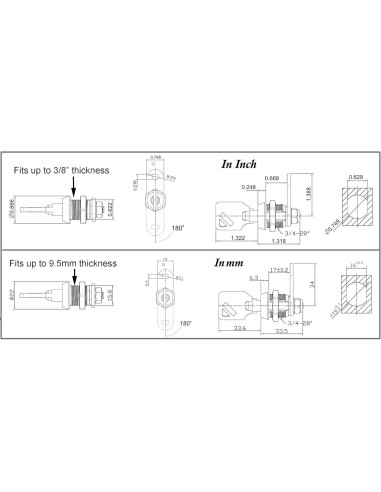 Cerradura Cam Tubular Admiral Locks 5/8" (16 mm) Cromo - Paquete de 5