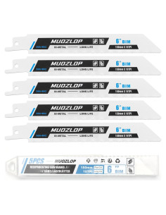 Paquete de 5 Hojas de Sierra Recíproca MUOZLOP 18 TPI 225mm