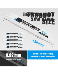 Paquete de 5 Hojas de Sierra Recíproca MUOZLOP 18 TPI 225mm 2