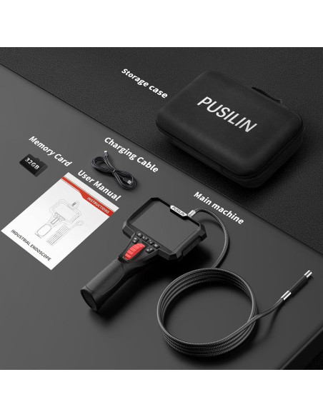 Cámara Borescopio Articulada PUSILIN 1080P 3.2FT con Luz LED