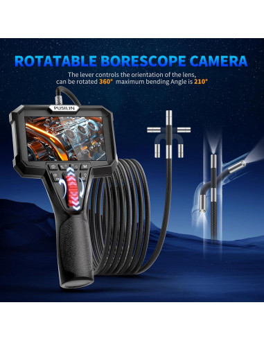 Cámara Borescopio Articulada PUSILIN 1080P 3.2FT con Luz LED