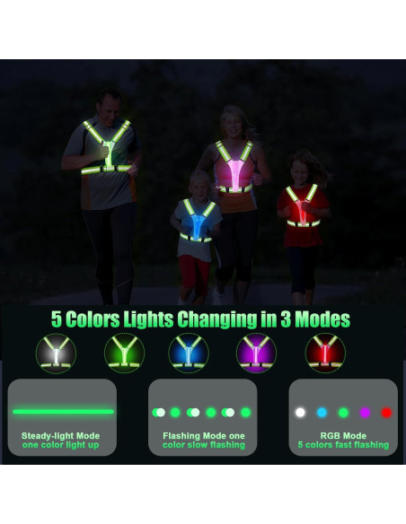 Chaleco Reflectante LED SAWNZC Ajustable para Correr 5 Colores