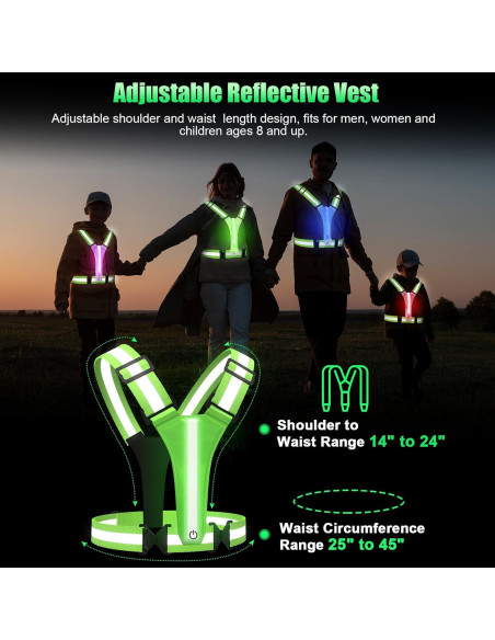 Chaleco Reflectante LED SAWNZC Ajustable para Correr 5 Colores