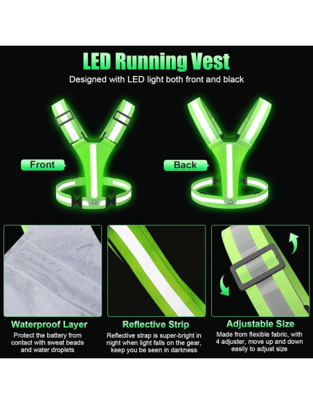 Chaleco Reflectante LED SAWNZC Ajustable para Correr 5 Colores