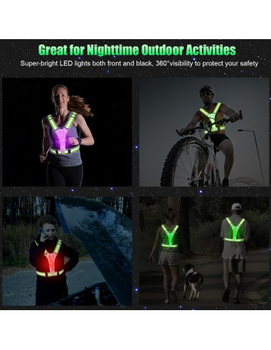 Chaleco Reflectante LED SAWNZC Ajustable para Correr 5 Colores