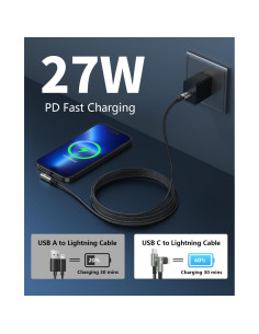 Cable USB C a Lightning 6FT KIYODA - Paquete de 3 MFi 2