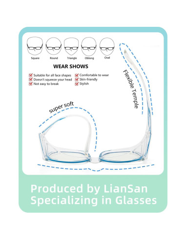 Gafas de Seguridad LianSan Antivaho para Lentes Graduadas