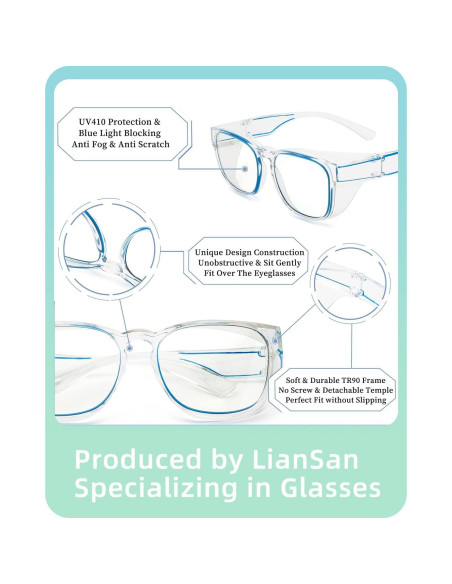 Gafas de Seguridad LianSan Antivaho para Lentes Graduadas