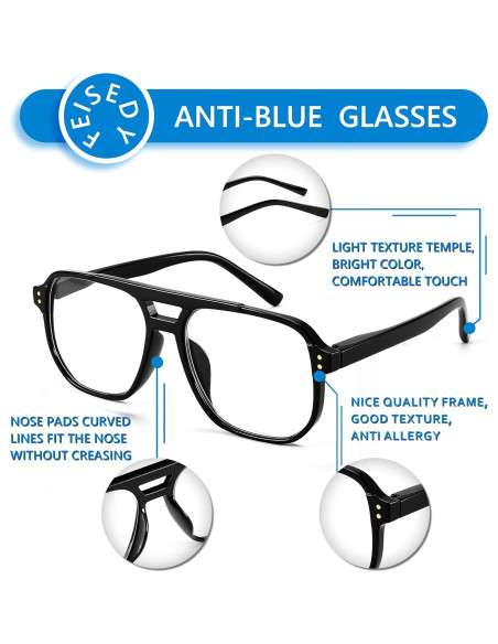 Gafas de Lectura FEISEDY Aviador Retro Filtro Luz Azul 2.5x
