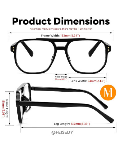 Gafas de Lectura FEISEDY Aviador Retro Filtro Luz Azul 2.5x