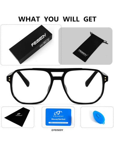 Gafas de Lectura FEISEDY Aviador Retro Filtro Luz Azul 2.5x