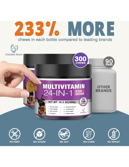 Multivitamínicos Masticables para Perros TTLXBL 300 Ct Pollo