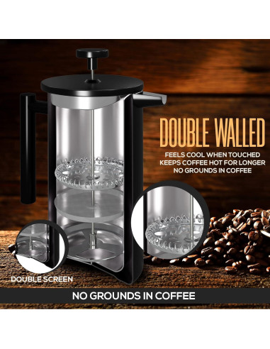 Prensa Francesa Utopia Kitchen 12 Oz Acero Inoxidable Doble Pared