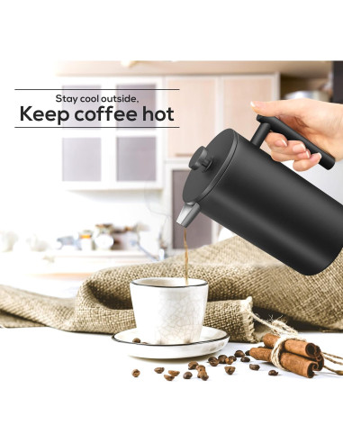 Prensa Francesa Utopia Kitchen 12 Oz Acero Inoxidable Doble Pared