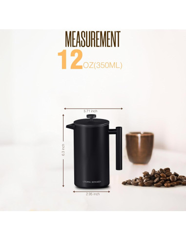 Prensa Francesa Utopia Kitchen 12 Oz Acero Inoxidable Doble Pared