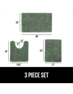 Juego de Alfombras de Baño Gorilla Grip 3 Piezas Salvia 2