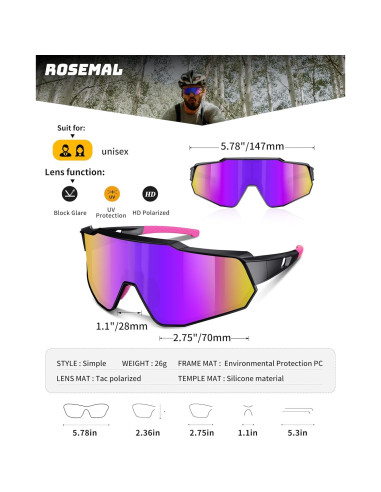 Gafas de sol deportivas Rosemal 7259 polarizadas UV400