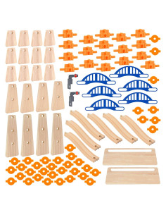 Set de Vías de Tren de Madera ORBRIUM 90 Pcs Construye y Juega