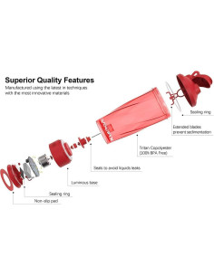 Botella Mezcladora Eléctrica VOLTRX VortexBoost 700 ml Rojo 2