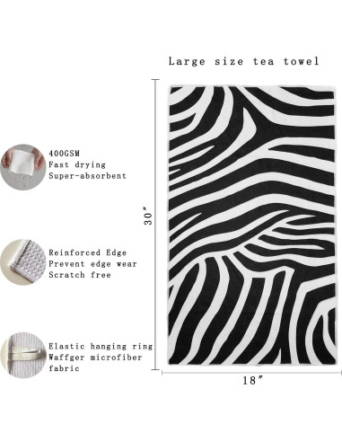 Toallas de cocina Arbioli microfibra 45.72x76.2 cm rayas negras