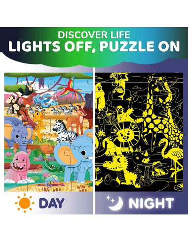 Rompecabezas de Suelo QUOKKA Safari Brilla en la Oscuridad 48 Piezas