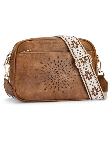 Bolso Cruzado Acolchado APHISON para Mujeres - Cuero Vegano Marrón