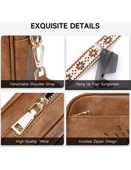 Bolso Cruzado Acolchado APHISON para Mujeres - Cuero Vegano Marrón