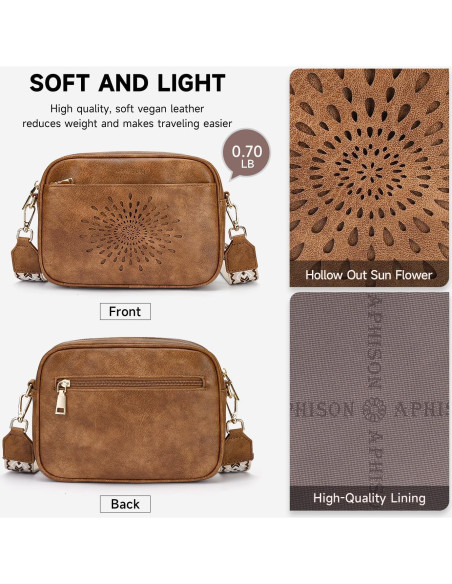 Bolso Cruzado Acolchado APHISON para Mujeres - Cuero Vegano Marrón