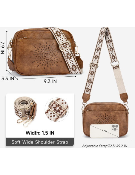 Bolso Cruzado Acolchado APHISON para Mujeres - Cuero Vegano Marrón