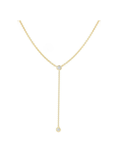 Collar Lariat de Oro 14k Fwlisesa para Mujeres 42 cm