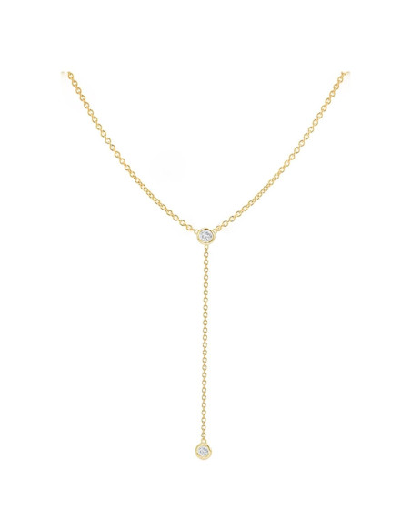 Collar Lariat de Oro 14k Fwlisesa para Mujeres 42 cm