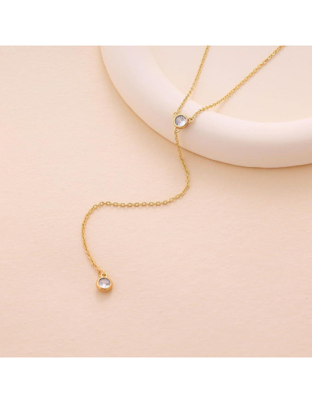 Collar Lariat de Oro 14k Fwlisesa para Mujeres 42 cm