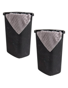 Cesto de Ropa Slim Mind Reader 60L con Tapa - 2 Pack Negro