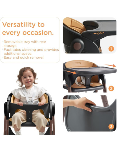 Silla Alta KUB Ajustable Plegable para Bebés y Niños 127kg