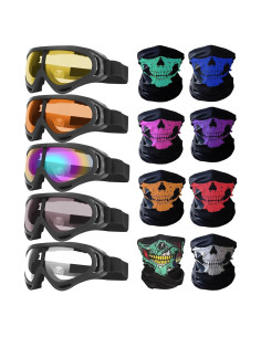 Conjunto Peicees 13 Piezas Gafas Motocicleta UV y Máscaras