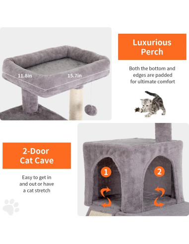 Árbol para Gatos BestPet 91 cm con Rampa y Condominios