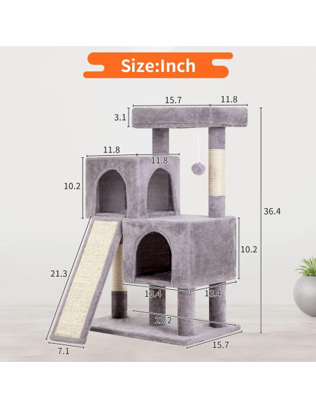 Árbol para Gatos BestPet 91 cm con Rampa y Condominios