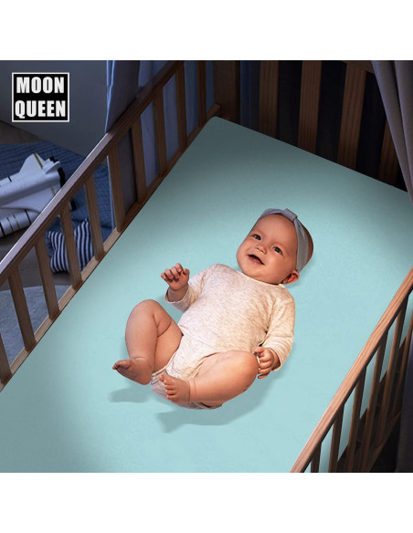 Juego de Sábanas Ajustadas para Cuna MOONQUEEN Aguamarina 2 Piezas