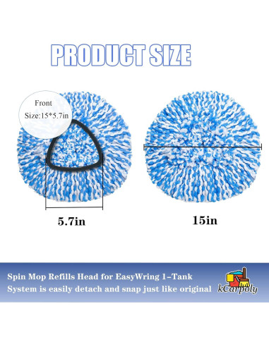 Paquete de 2 cabezales de microfibra kCarpoly para mopa EasyWring