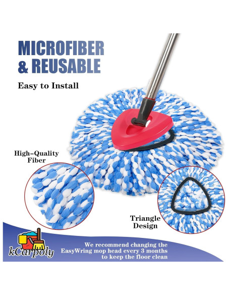 Paquete de 2 cabezales de microfibra kCarpoly para mopa EasyWring